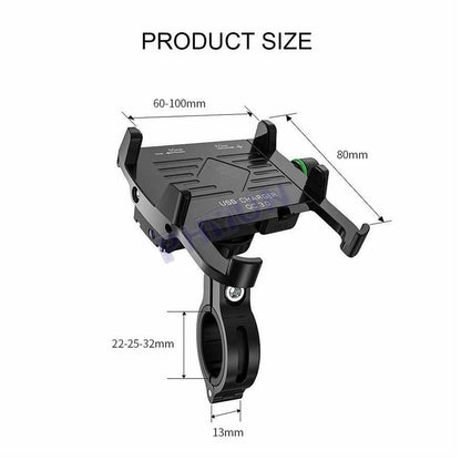 Universal Phone Holder with QC3.0 USB Fast Charger for Motorcycle Scooter