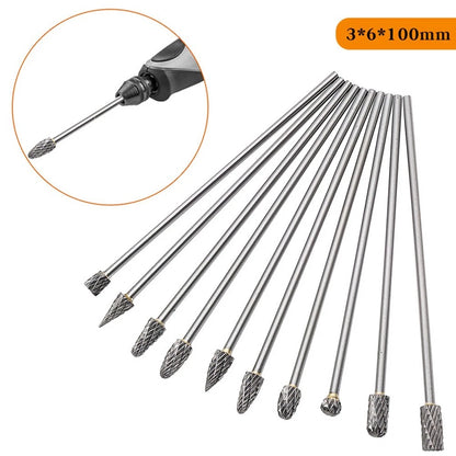 10PCS Solid Carbide Rotary Burrs Set for Rotary Cutter Tools
