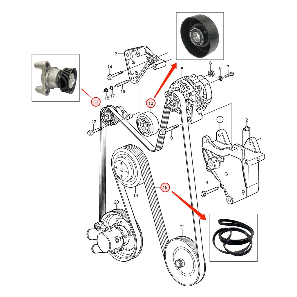Serpentine Belt Kit Tensioner for Volvo Penta 4.3 5.0 8.1 L PCM 5.7 (2000–2023)