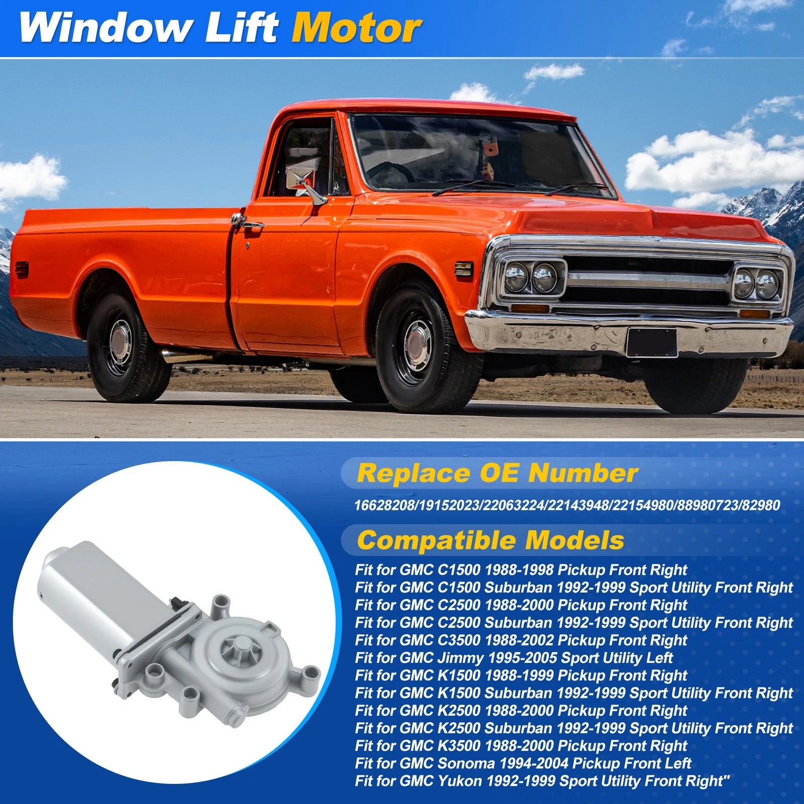 Power Window Lift Motor Replacement for Chevrolet GMC C1500 K1500 (1999–2002)