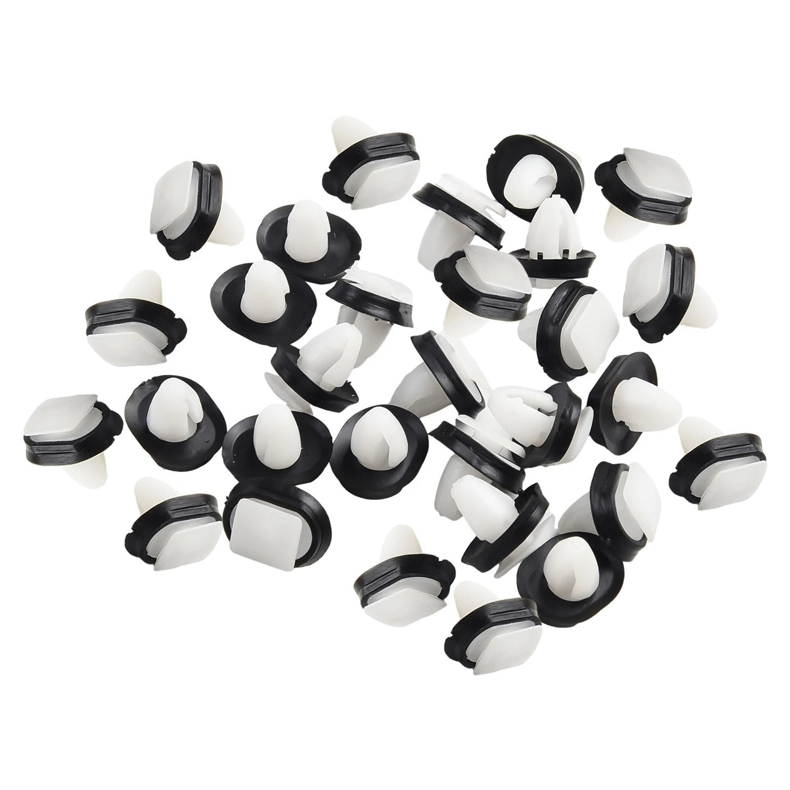 30pcs Door Trim Clips for Various Makes and Models (Plastic White + Black)