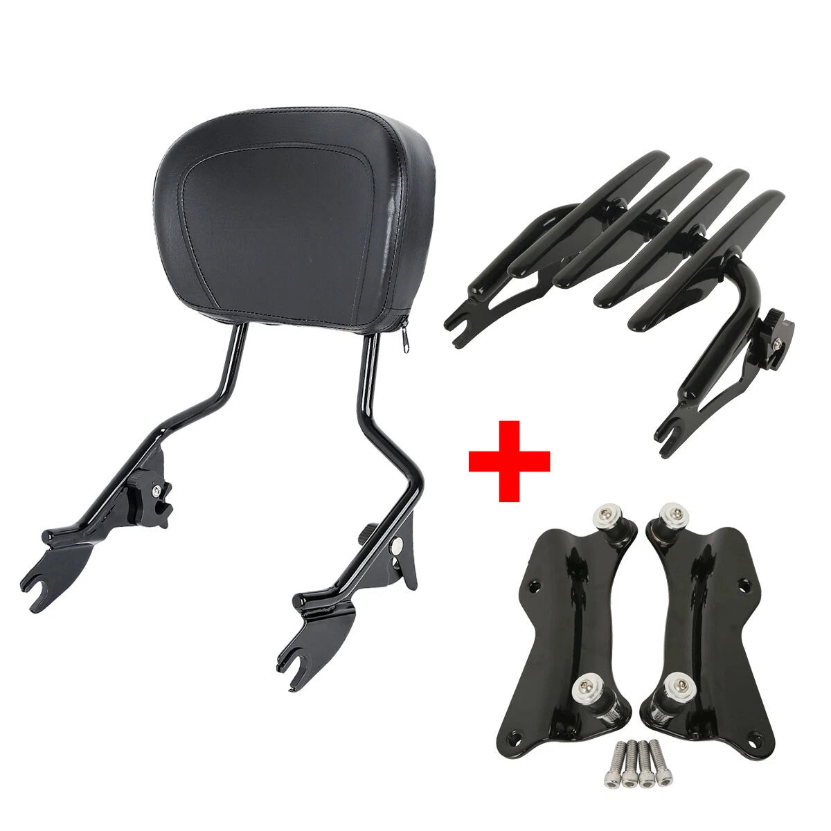 Sissy Bar Backrest Pad Luggage Rack Docking Kit for Harley Road Glide (2014–2024)
