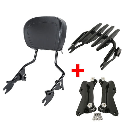Sissy Bar Backrest Pad Luggage Rack Docking Kit for Harley Road Glide (2014–2024)
