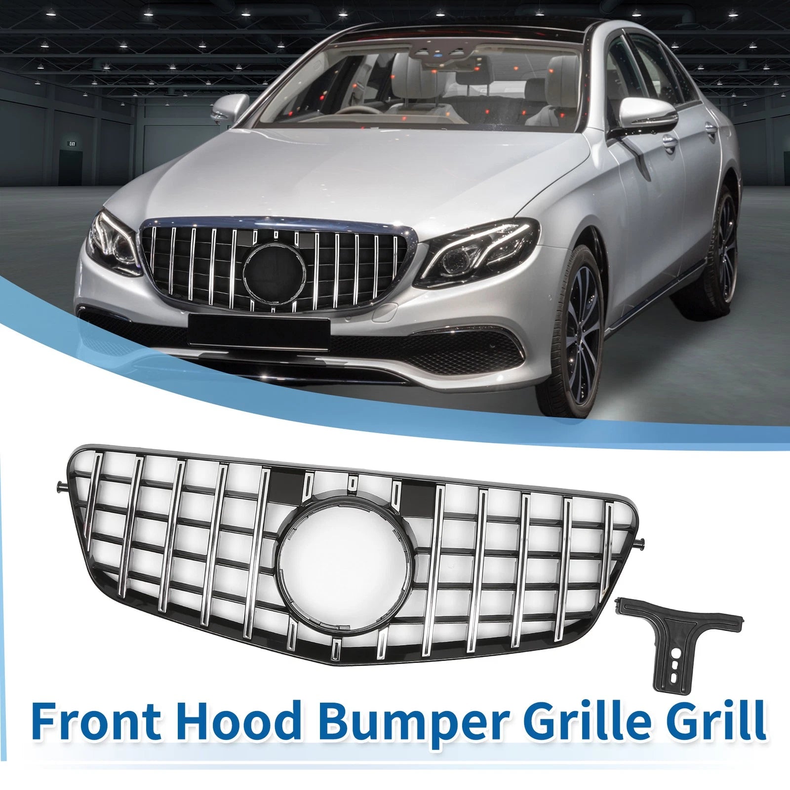 Front Upper Bumper Grille Grill Replacement for Mercedes-Benz E300 (2014–2020)