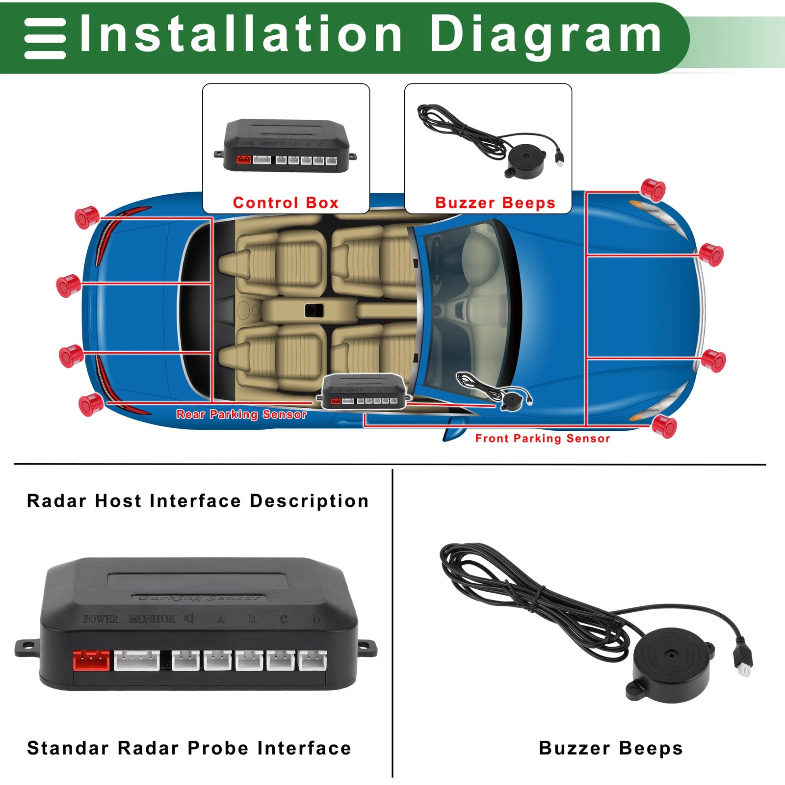 Set of 4 Reverse Parking Sensors for