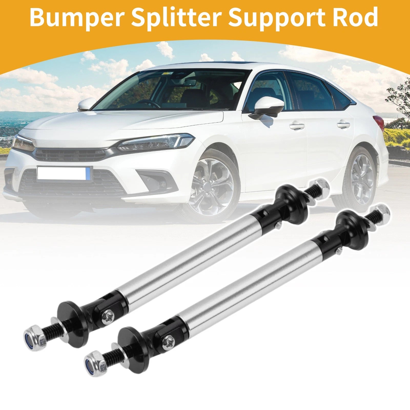 2X Adjustable Front Bumper Lip Splitter Strut for Universal Fit (75mm)