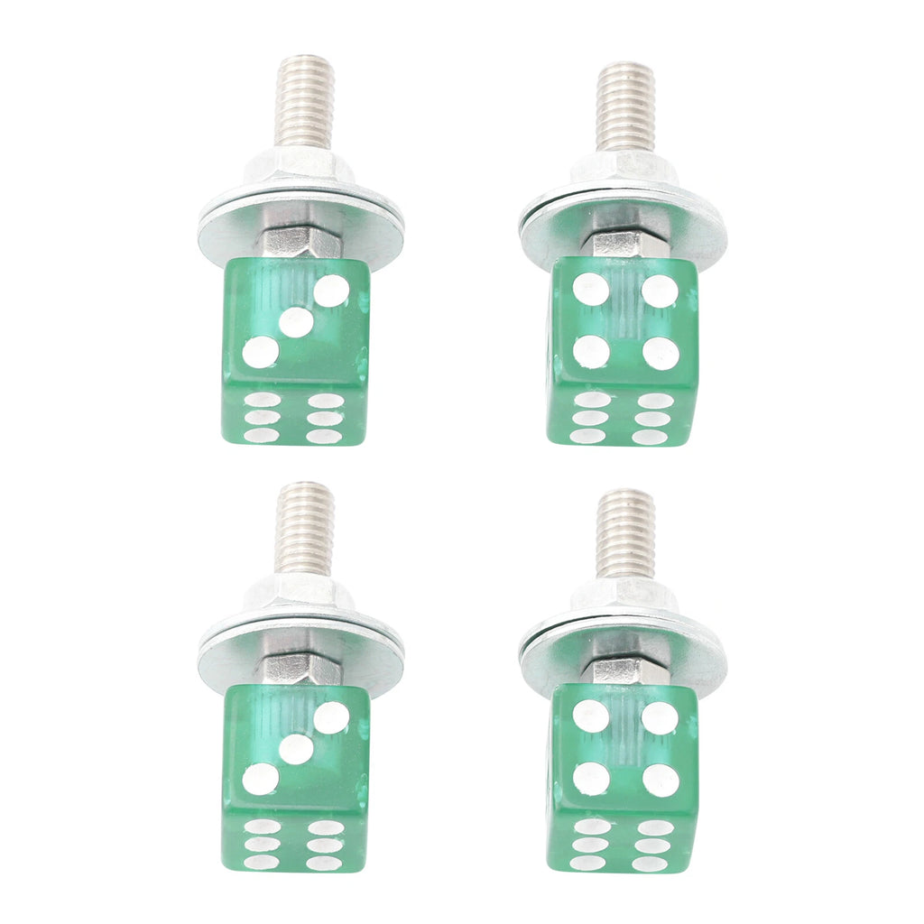 4x Custom Green Plastic License Plate Bolts for Motorcycle Chopper Bobber