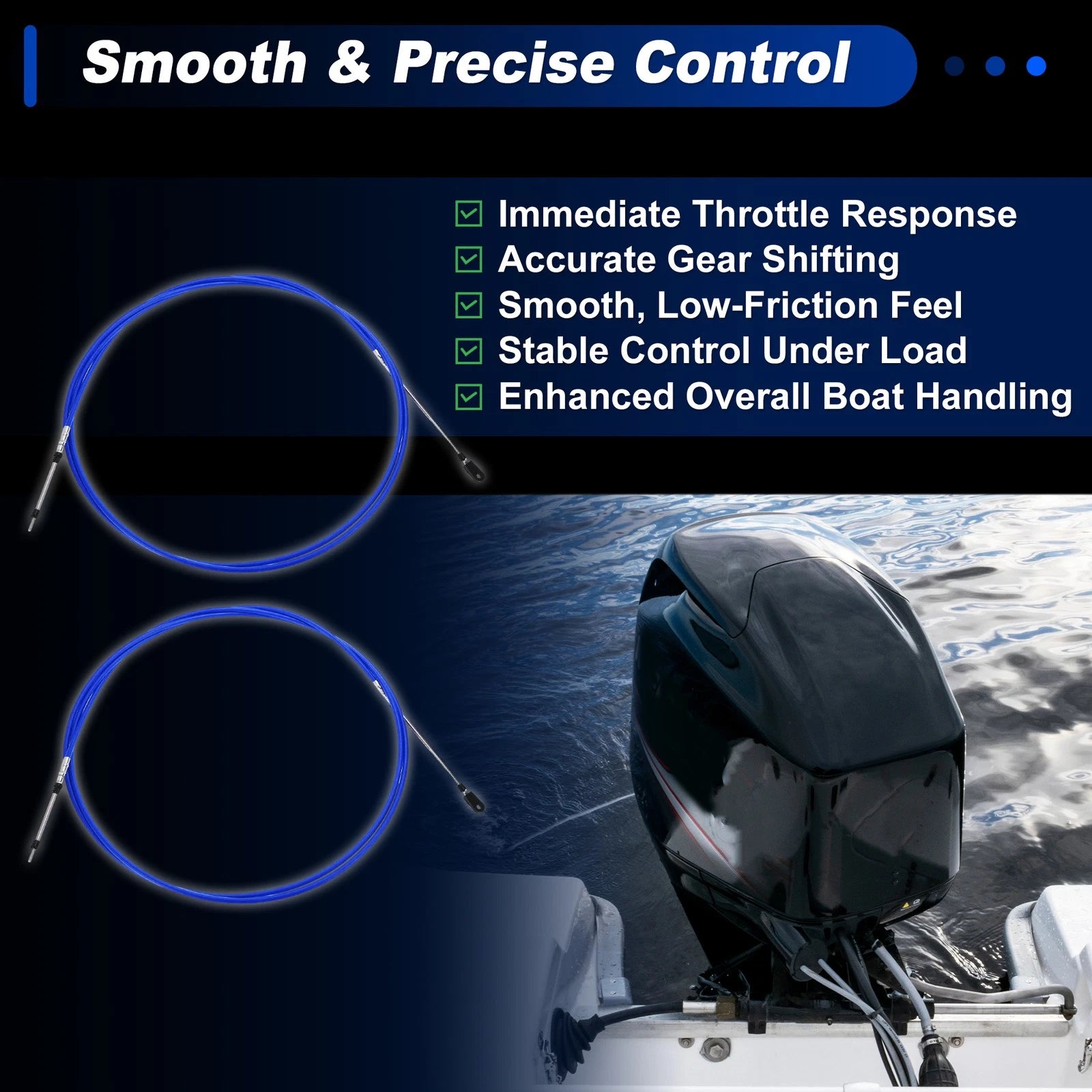2 pcs 25 ft Throttle Shift Control Cable for Yamaha (Replace Blue)