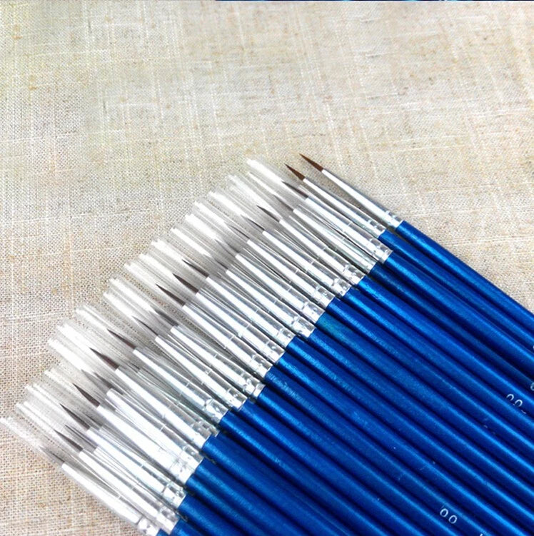 10Pcs Nylon Hair Round Pointed Tip Paint Brushes for Artists