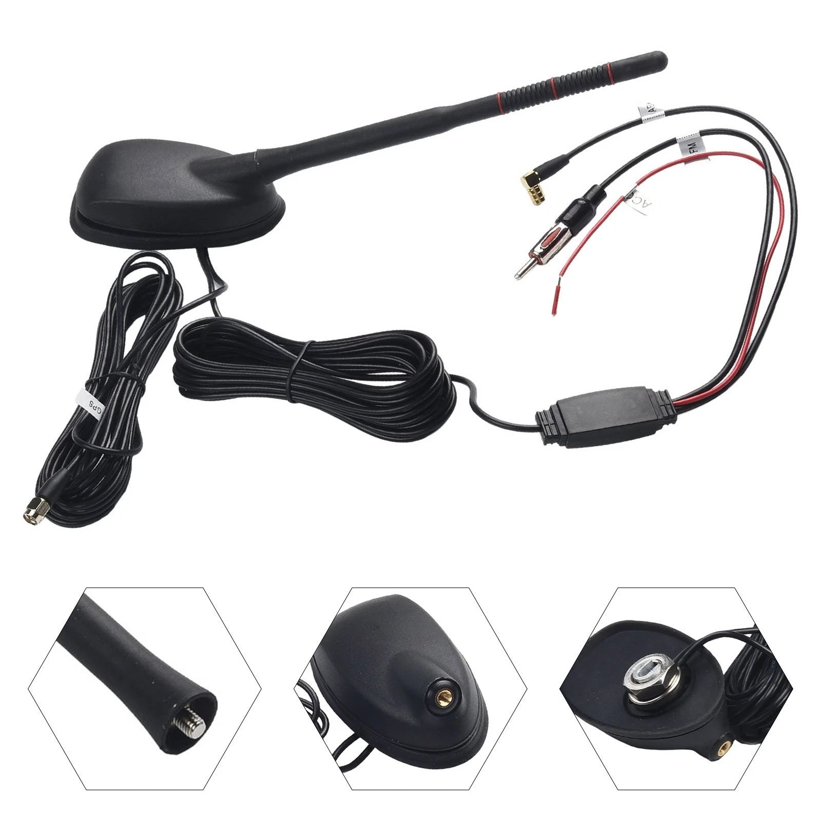 Active Amplified DAB+GPS+FM Antenna for