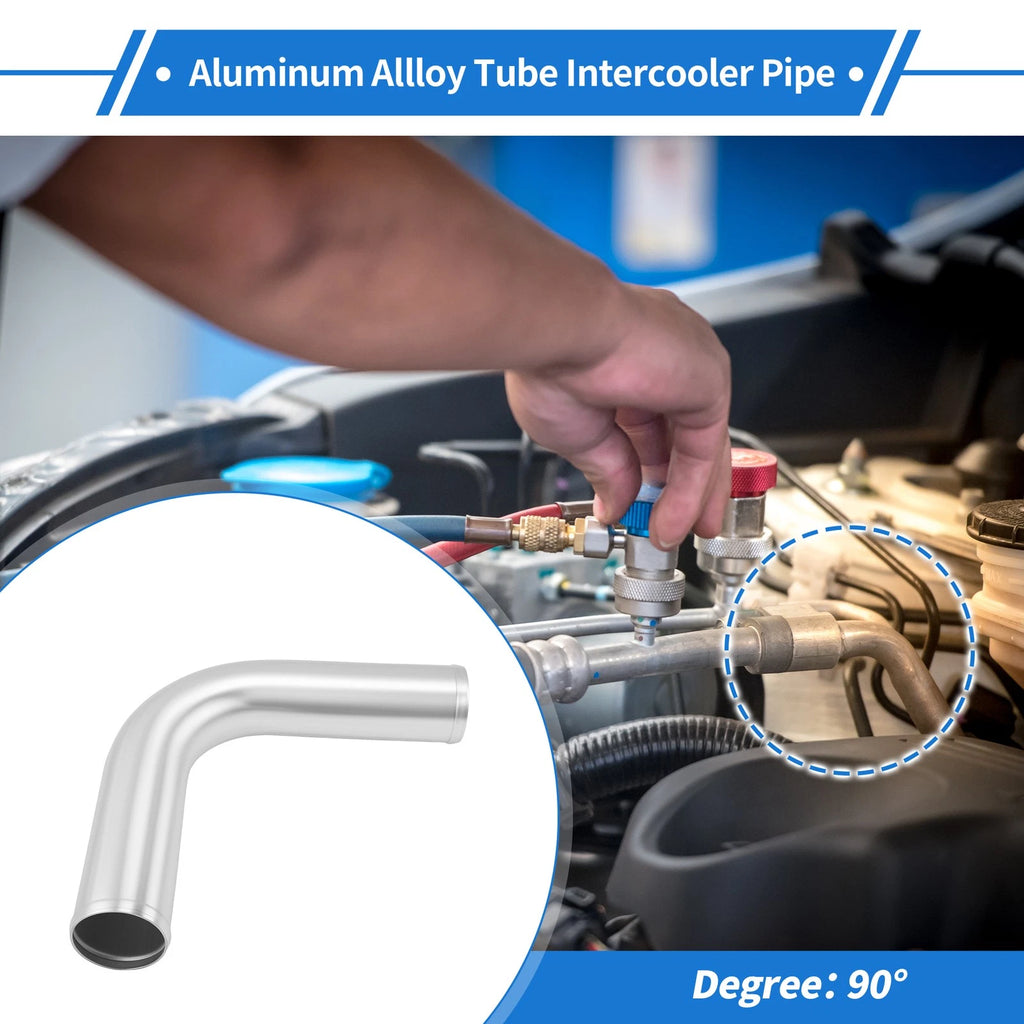 2.76" OD 90° Intercooler Pipe for - Brushed Silver Tone