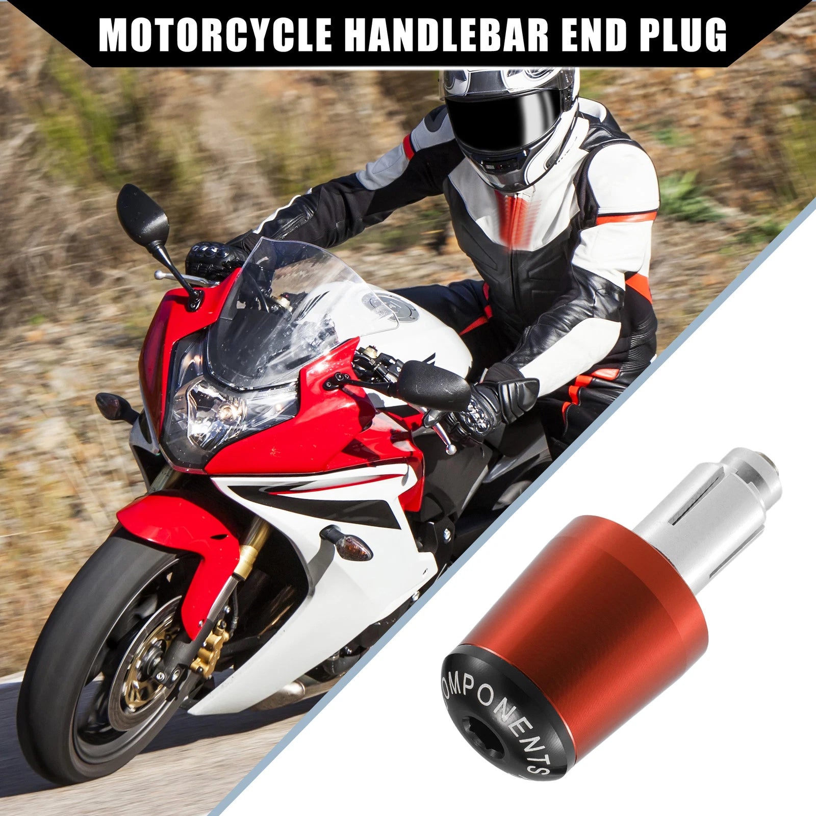 2pcs Handlebar End Plug 7/8" for Honda Motorcycle - Orange