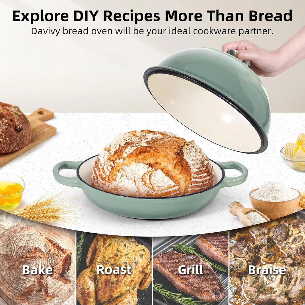 5.5QT Dutch Oven for Davivy (2023) with Silicone Oven Mitts Sea Salt Green