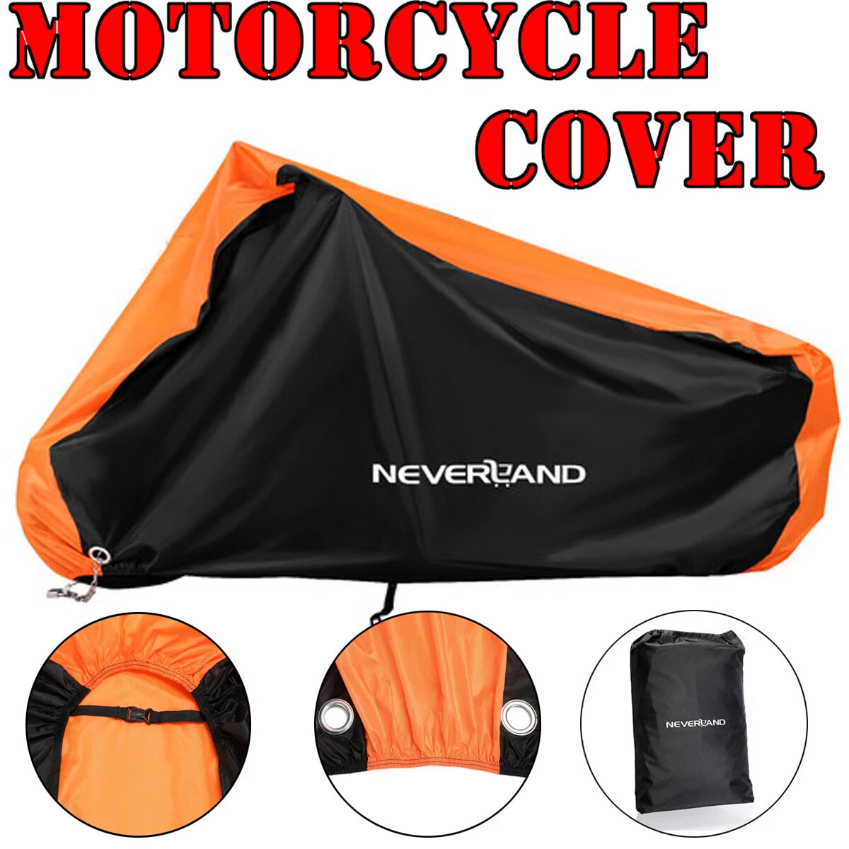 Motorcycle Cover for M~4XL (Waterproof, Snow, Sun, UV, Dust, Rain)