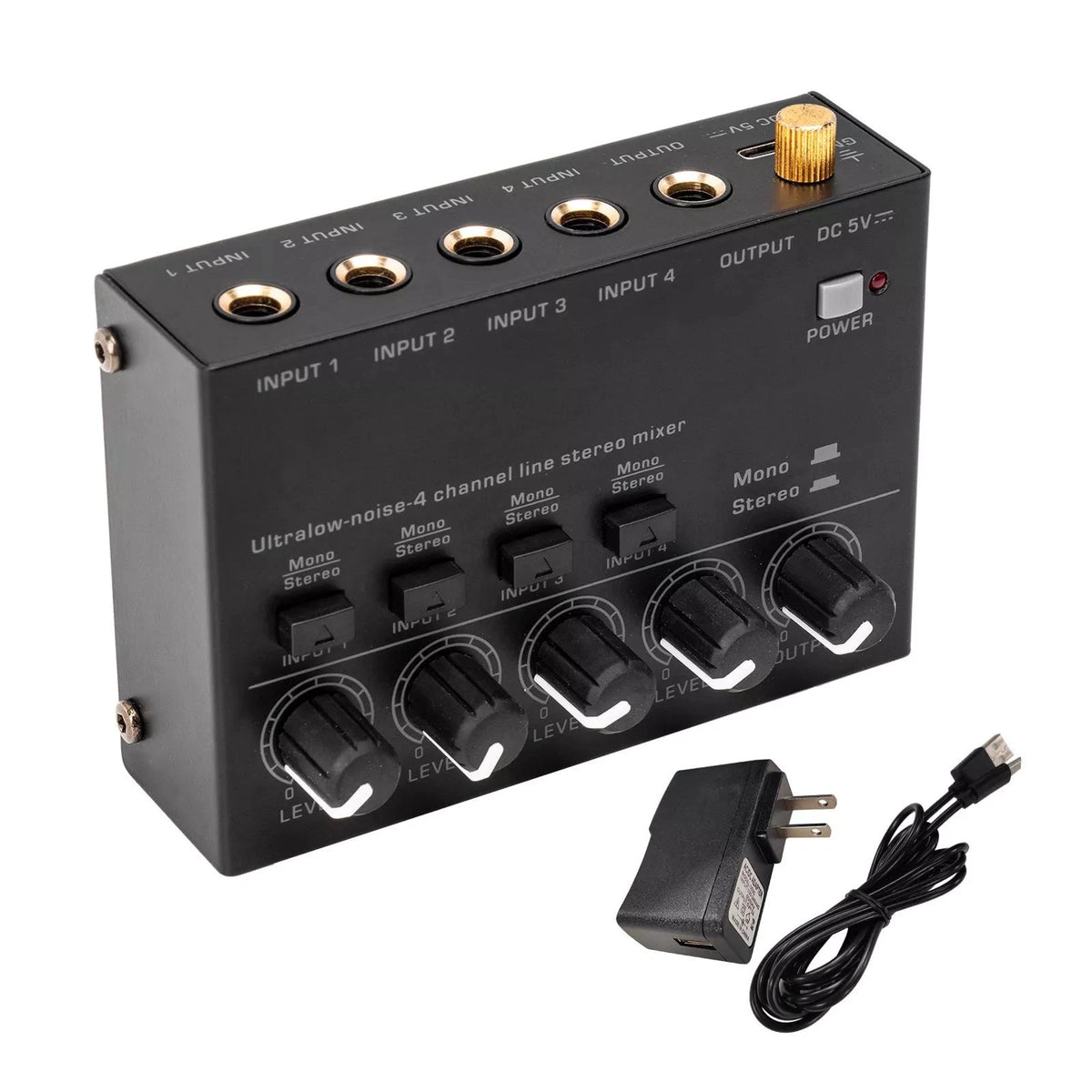 4 Channel Mini Line Audio Stereo Mixer for Live Studio (DC 5V)