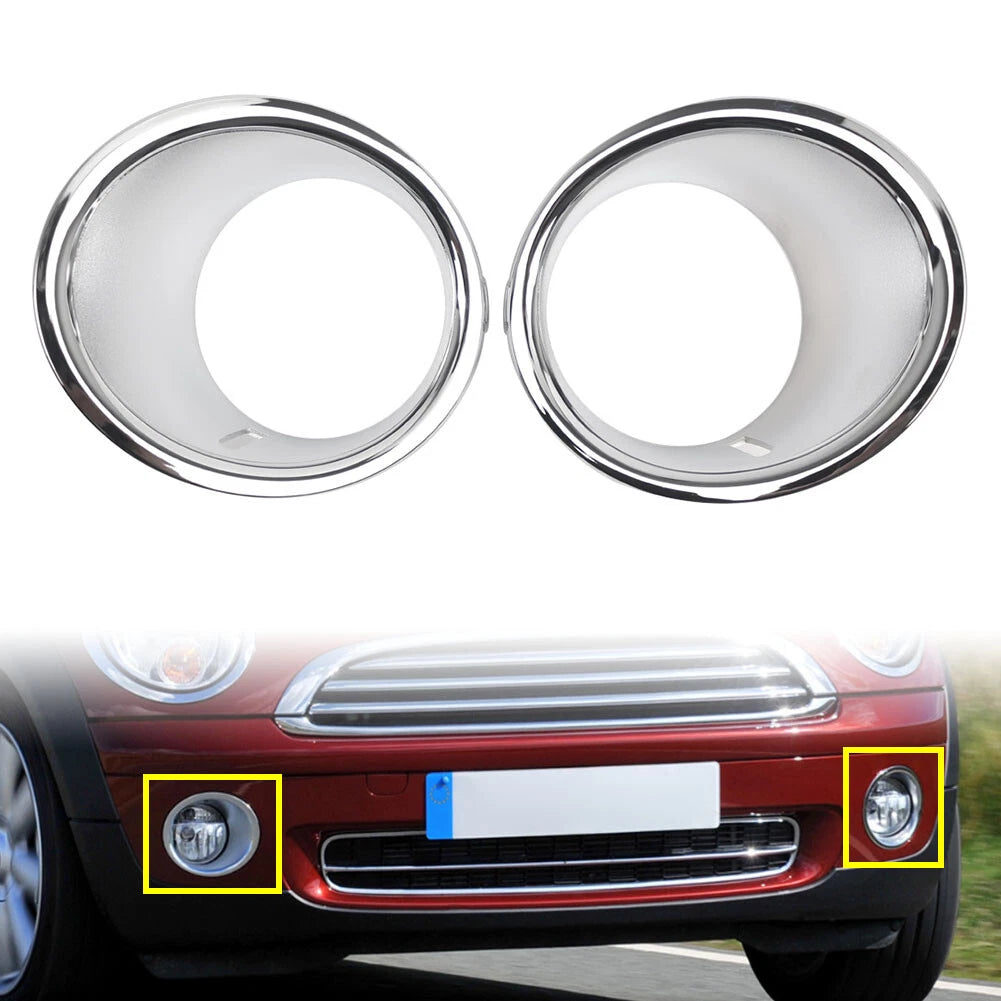 2X Front Fog Light Lamp Chrome Ring Cover for Mini Cooper R55 R56 R57 (2007–2011)
