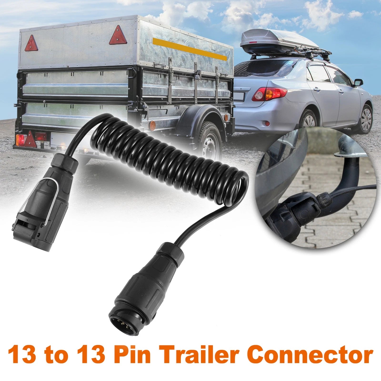 Trailer Connector Adapter 13 to 13 Pin Converter Socket for Towing (Universal)