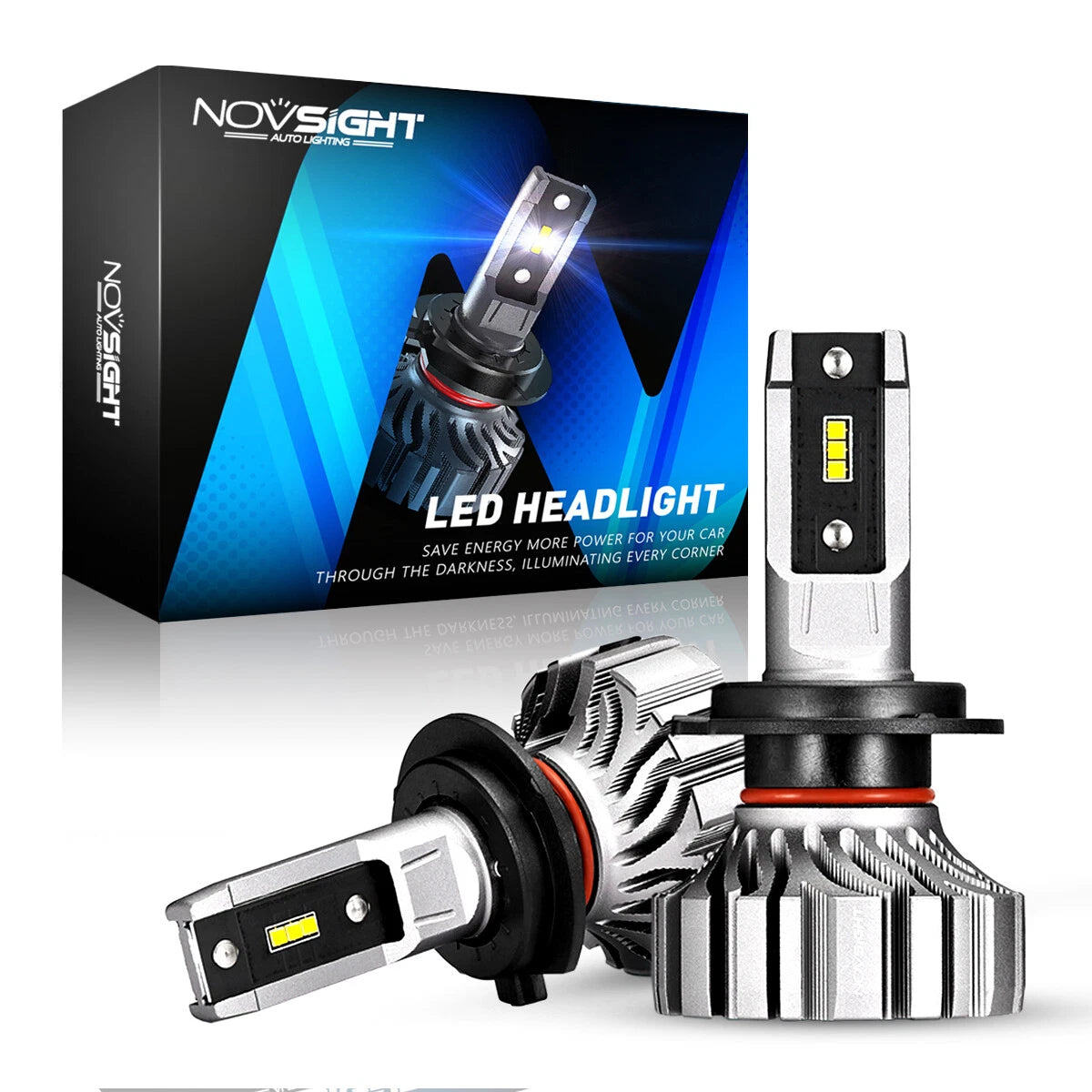2X H7 LED Headlight Bulbs 6500K 10000LM FANLESS