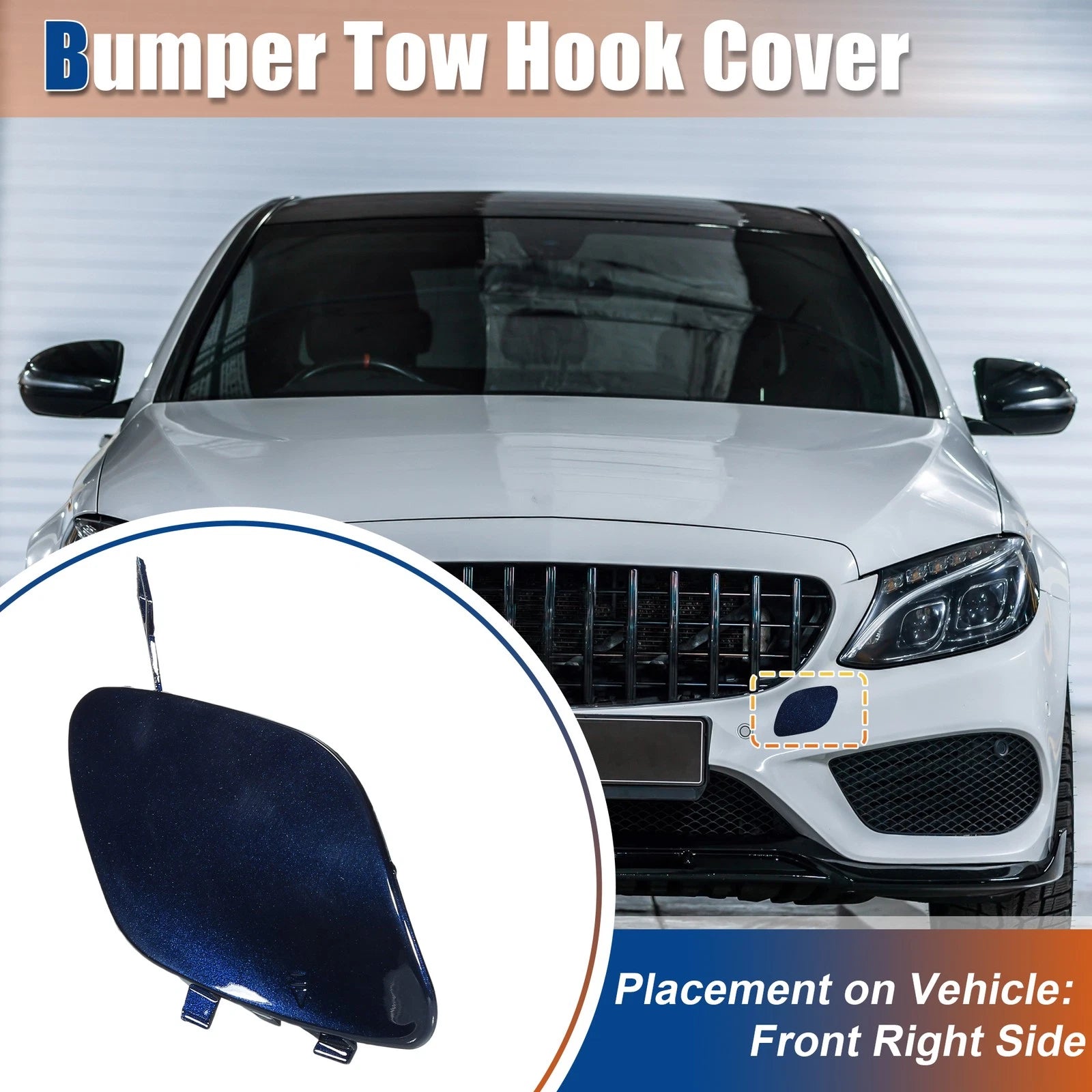 Front Tow Hook Cover Replacement for Mercedes-Benz W205 C300 (2015–2018)