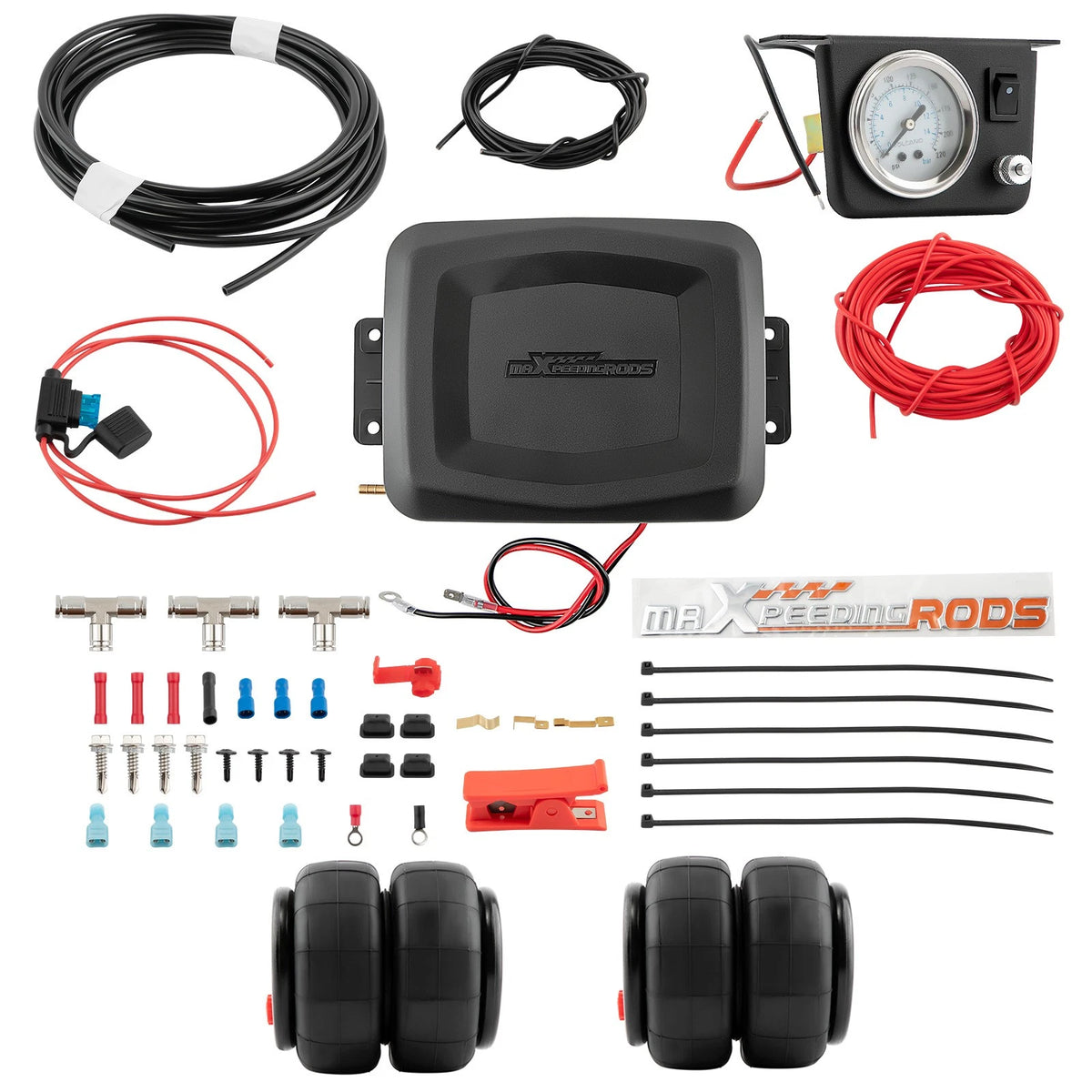 Air Controller Compressor Kit + 2600lbs Spring Bags for Dodge Ram 1500 2500 3500 (2002–2023)