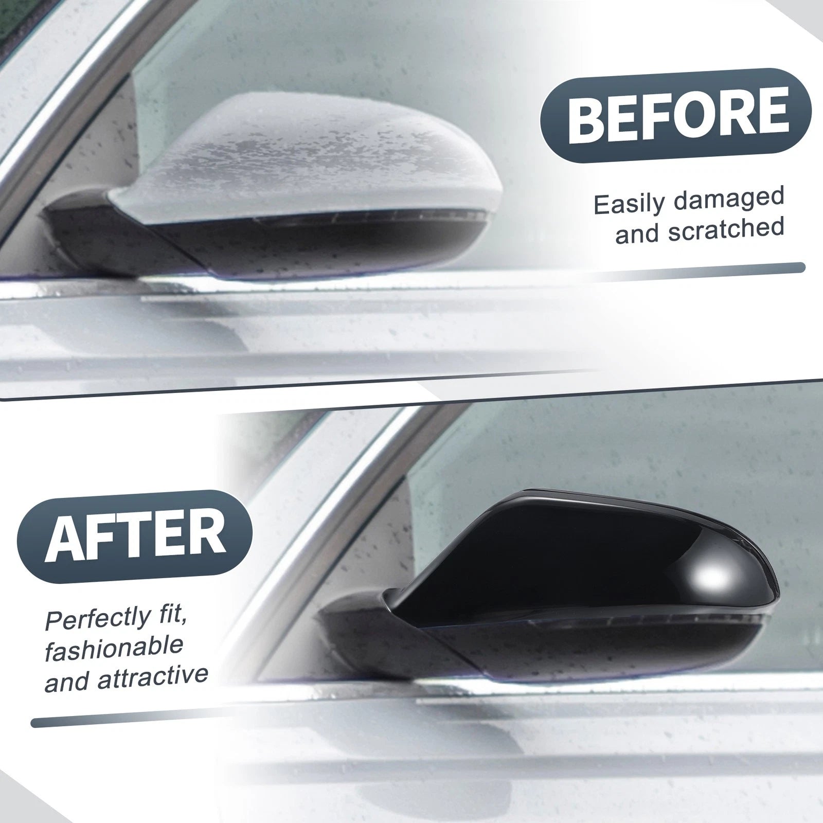 Rearview Mirror Cover Cap Gloss Black Replacement for Audi A6 S6 RS6 C7 (2011–2018)