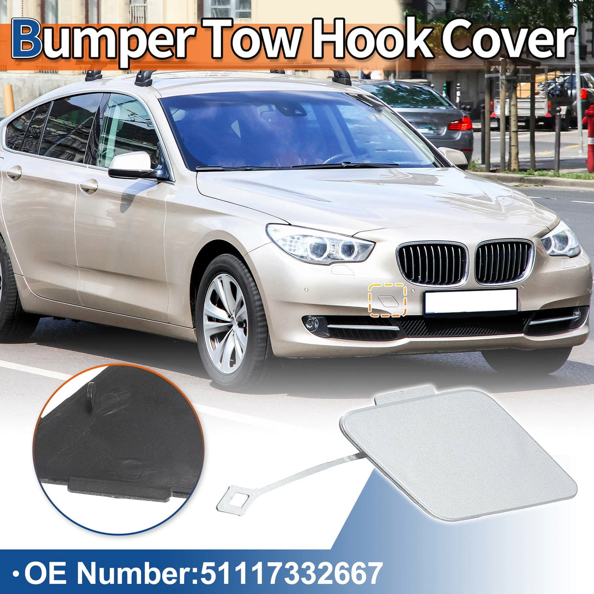 Tow Hook Cover Front Right OEM Replacement for BMW 535i GT (2010–2019)