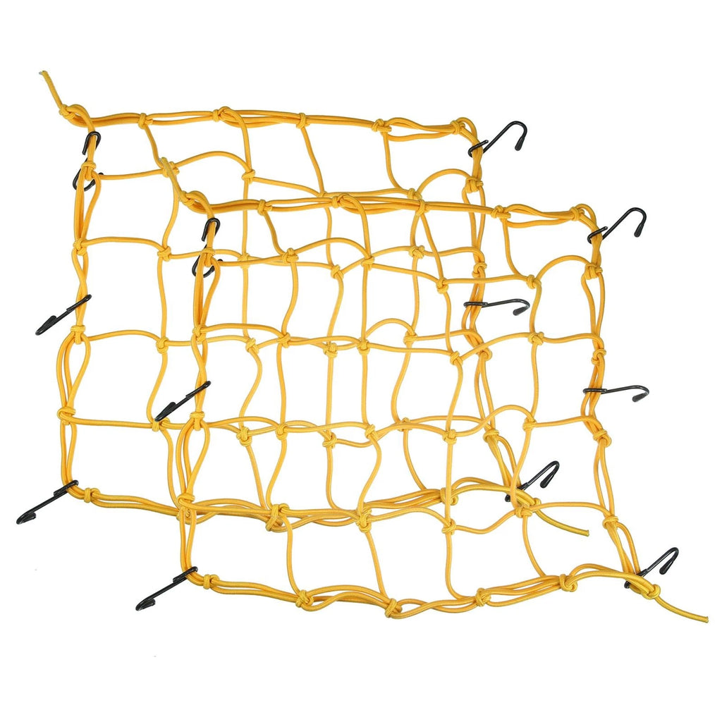 2 Pcs Universal Motorcycle Cargo Luggage Mesh Net Yellow 35 x 35cm