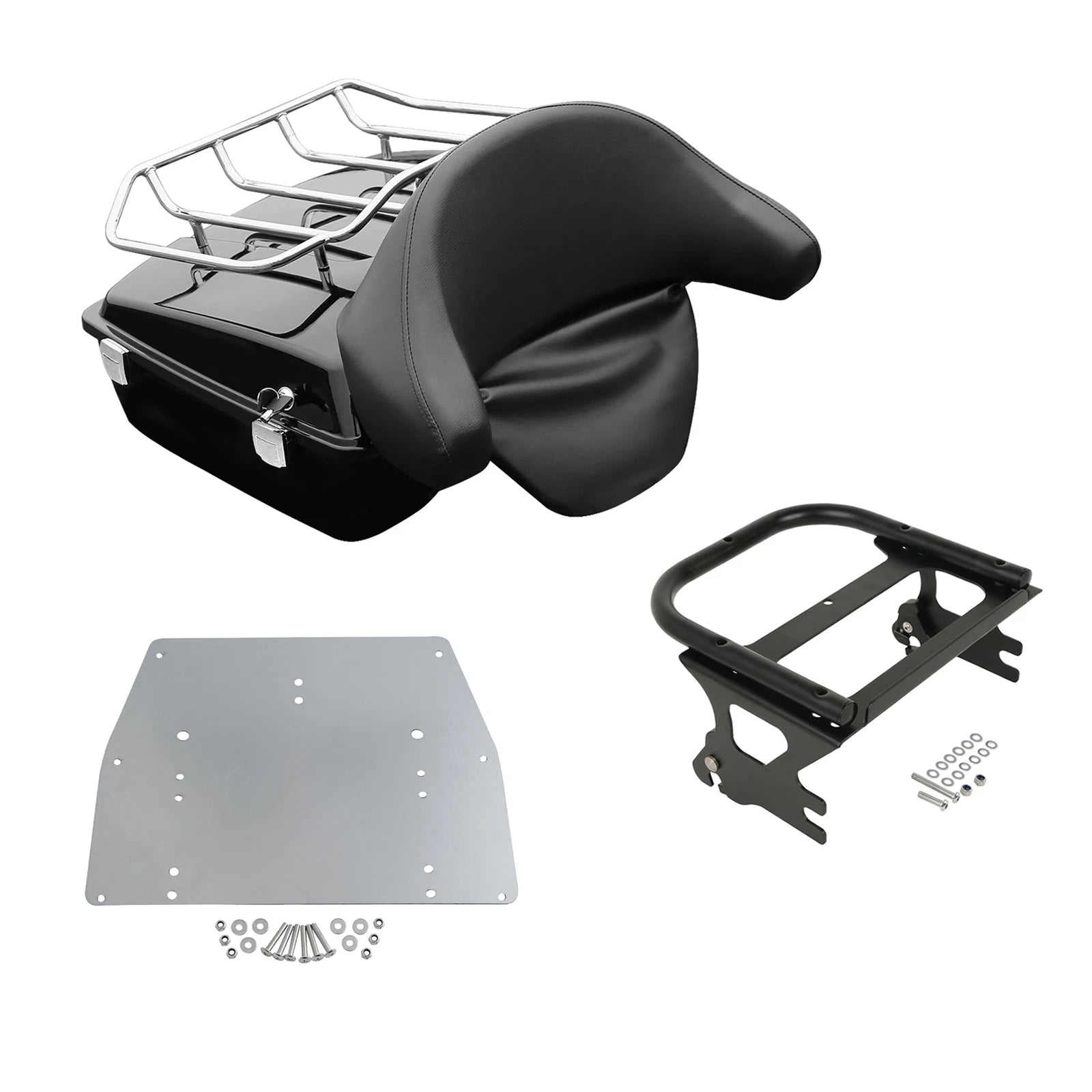Chopped Trunk Backrest Mount Rack Plate for Harley Touring (1997–2008)