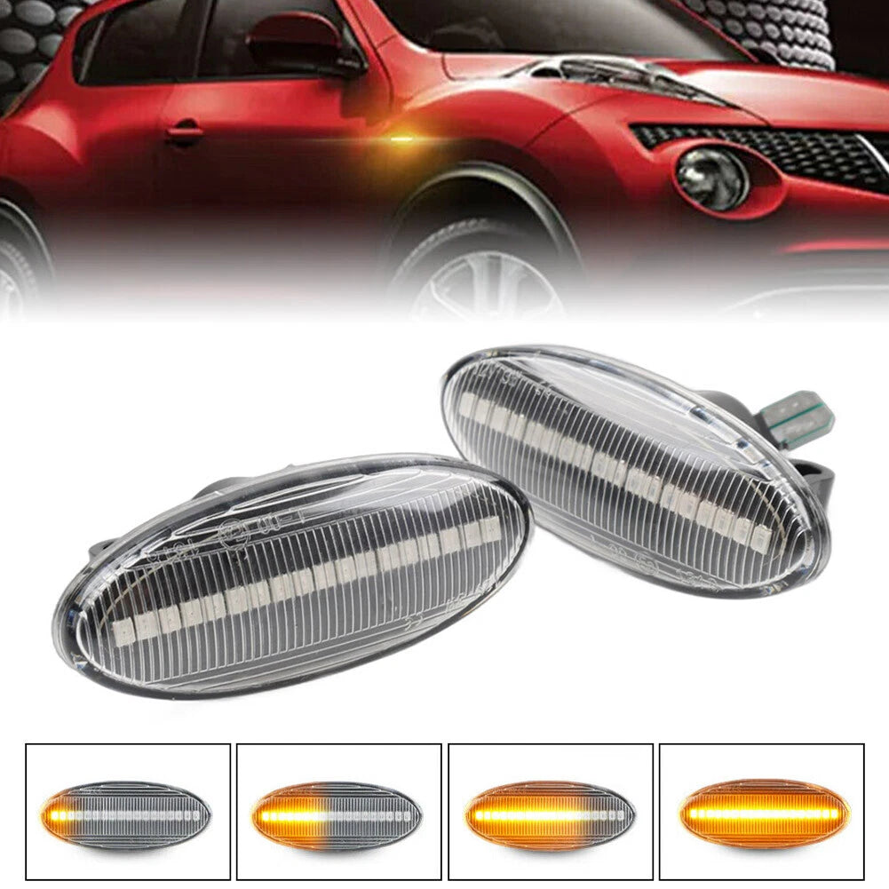 LED Side Marker Turn Signal Light Dynamic For Nissan Qashqai Juke X-trail Clear