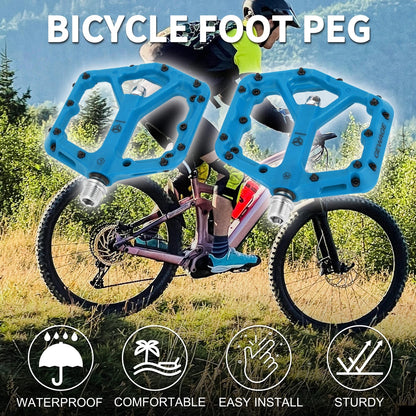 Bicycle Foot Pegs Footrests Fit 9/16 Inch Axles Nylon Metal Blue 1 Pair