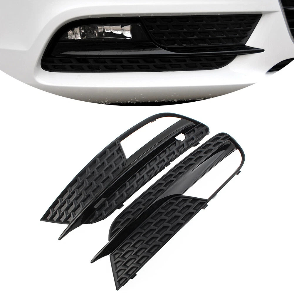 2PCS Fit Audi A5 2012-2016 Black ASA Plastic Front Bumper Fog Light Grille Cover