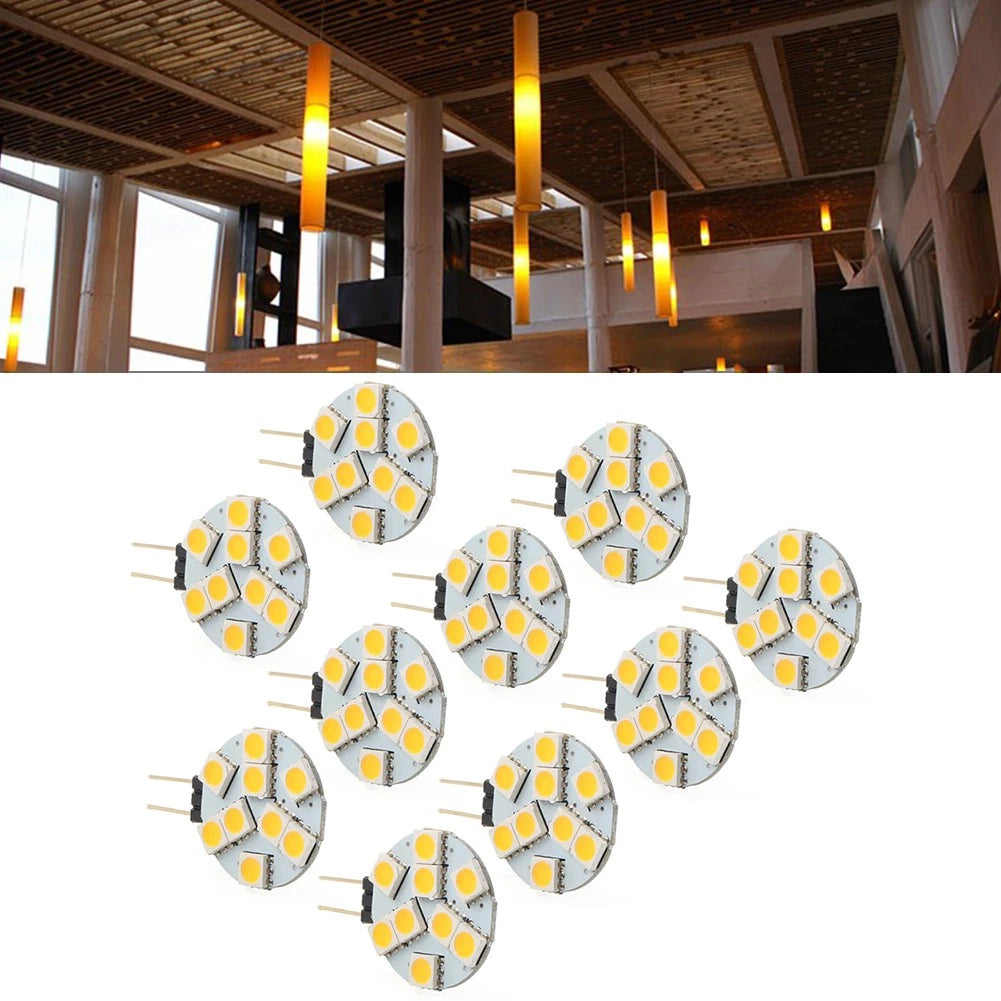 10Pcs G4 Socket Super Bright Warm White LED Lights for Indoor Car RV