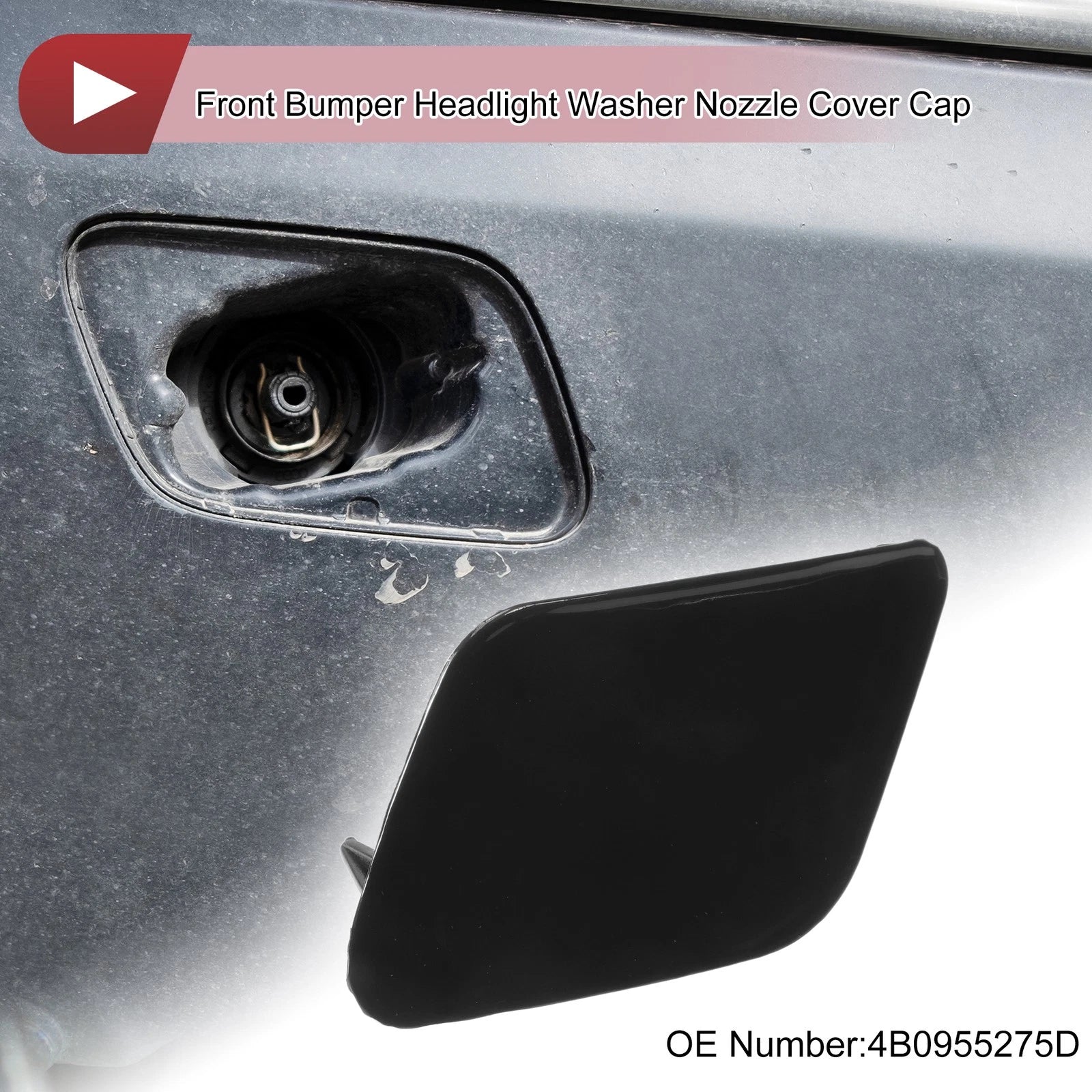 Front Left Washer Nozzle Cover Cap for Audi A6 C5 (2001–2005) Black