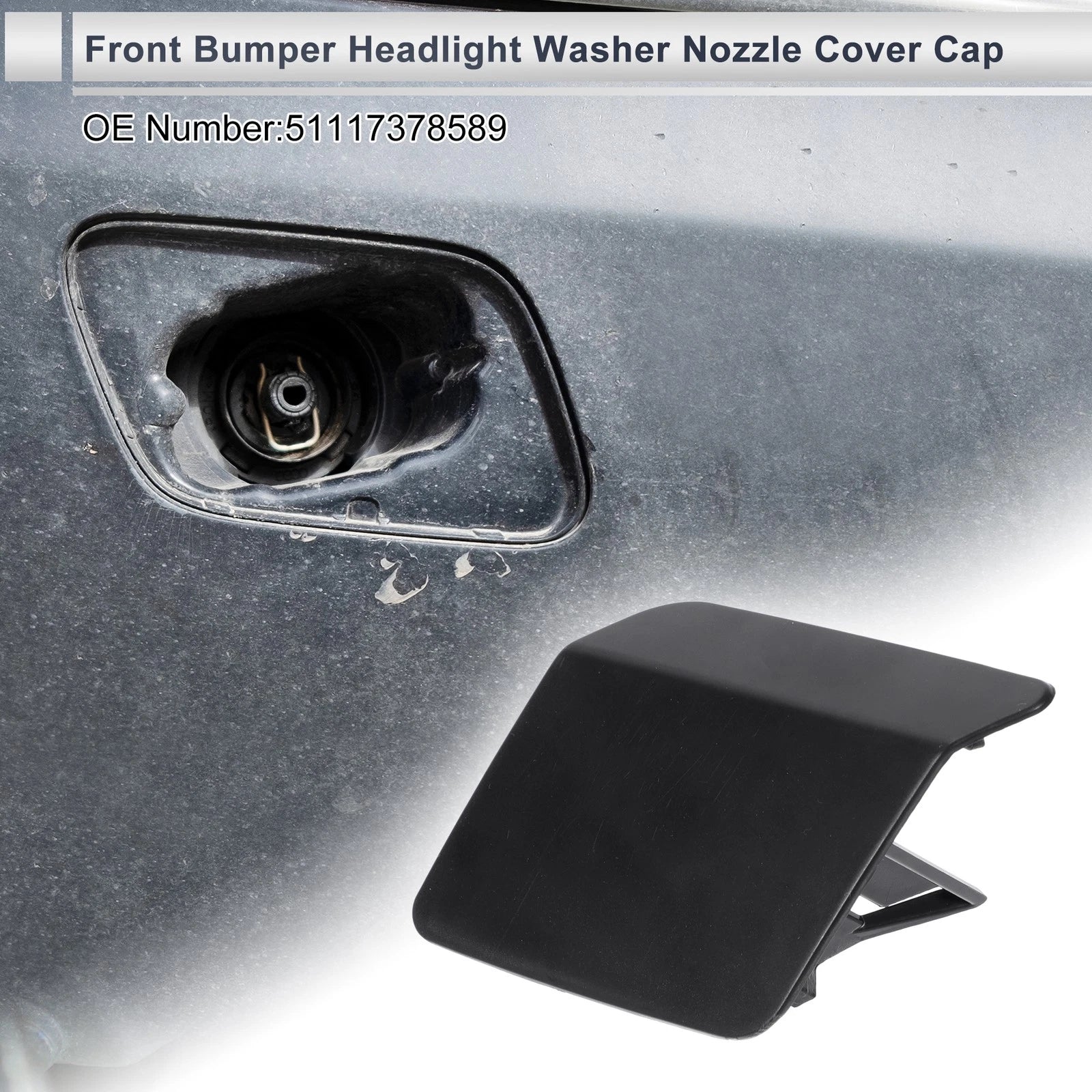 Front Left Headlight Washer Nozzle Cover Cap for BMW X5 (Unpainted)