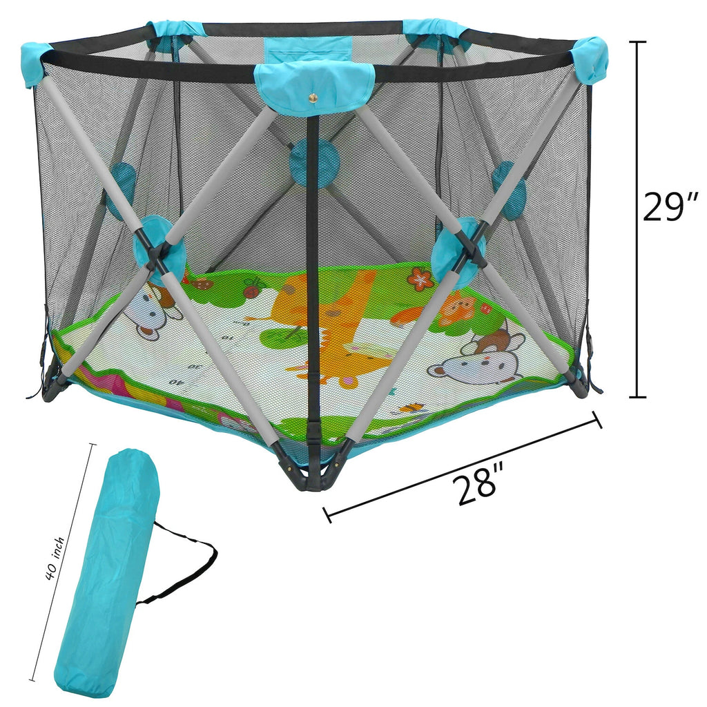Safety Playpen for Kids & Pets - Portable Foldable Mesh Playard