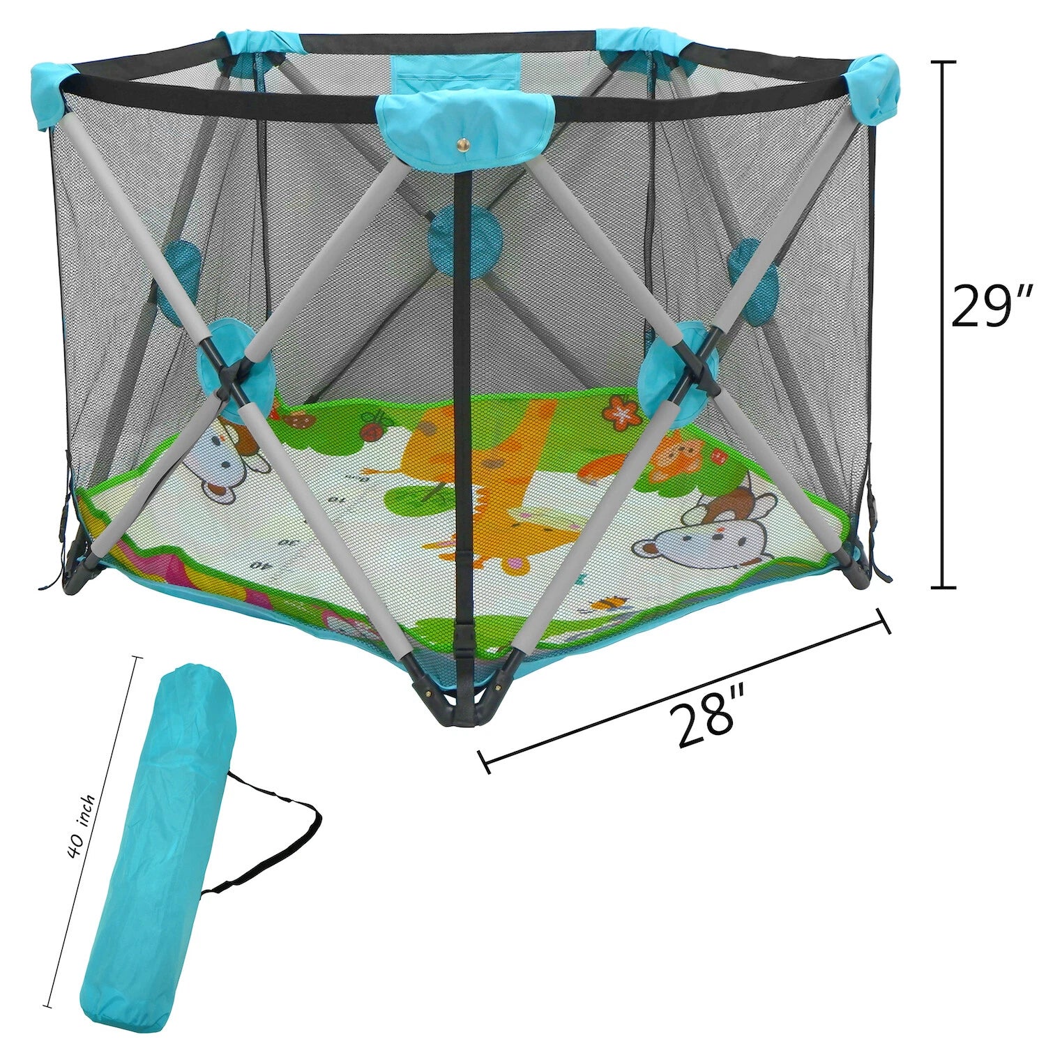 Safety Playpen for Kids & Pets - Portable Foldable Mesh Playard