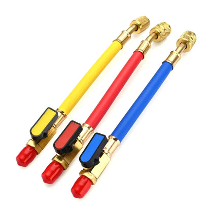 3PCS 1/4" SAE Ball Valves for R134A Refrigerants (Red/Yellow/Blue)
