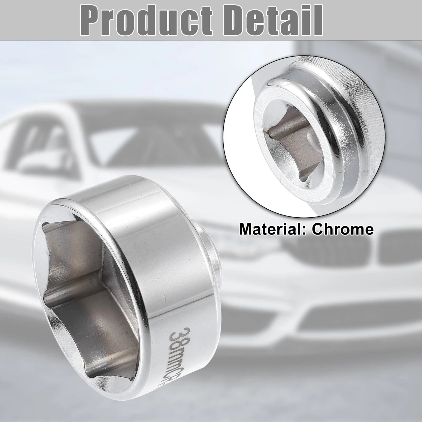 38mm Oil Filter Socket Wrench for Universal Vehicles (Fits Most Models)