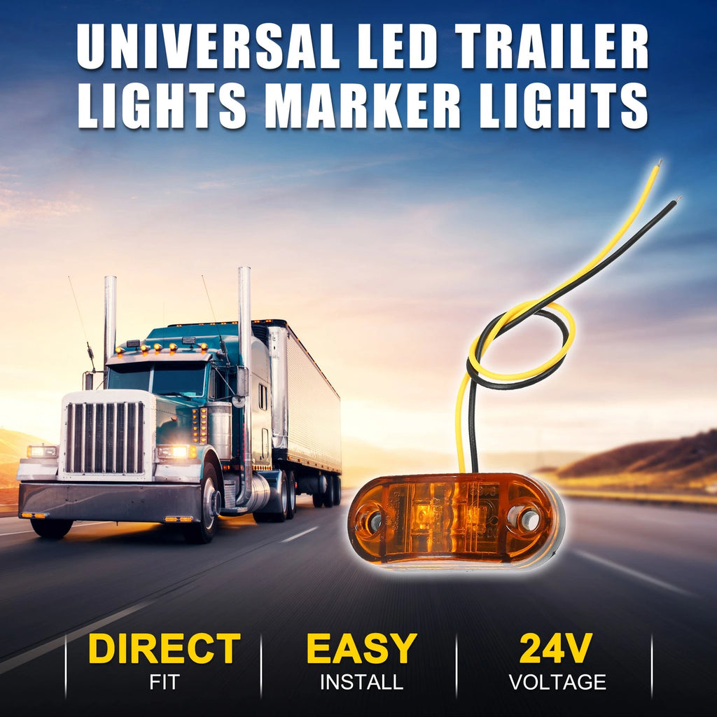 LED Trailer Marker Lights Plastic Oval Waterproof Set for Truck (10 Pack) (2000–2000)