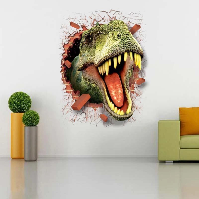 Dinosaur Wall Crack Stickers for Kids Room Decor