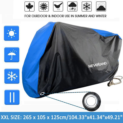 Motorcycle Cover for M~4XL (Waterproof, Snow, Sun, UV, Dust, Rain)