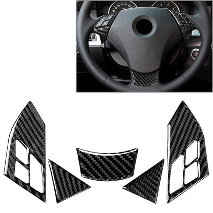 5X Steering Wheel Cover Trim for BMW 5 Series E60 E61 (2003–2010) Carbon Fiber Look