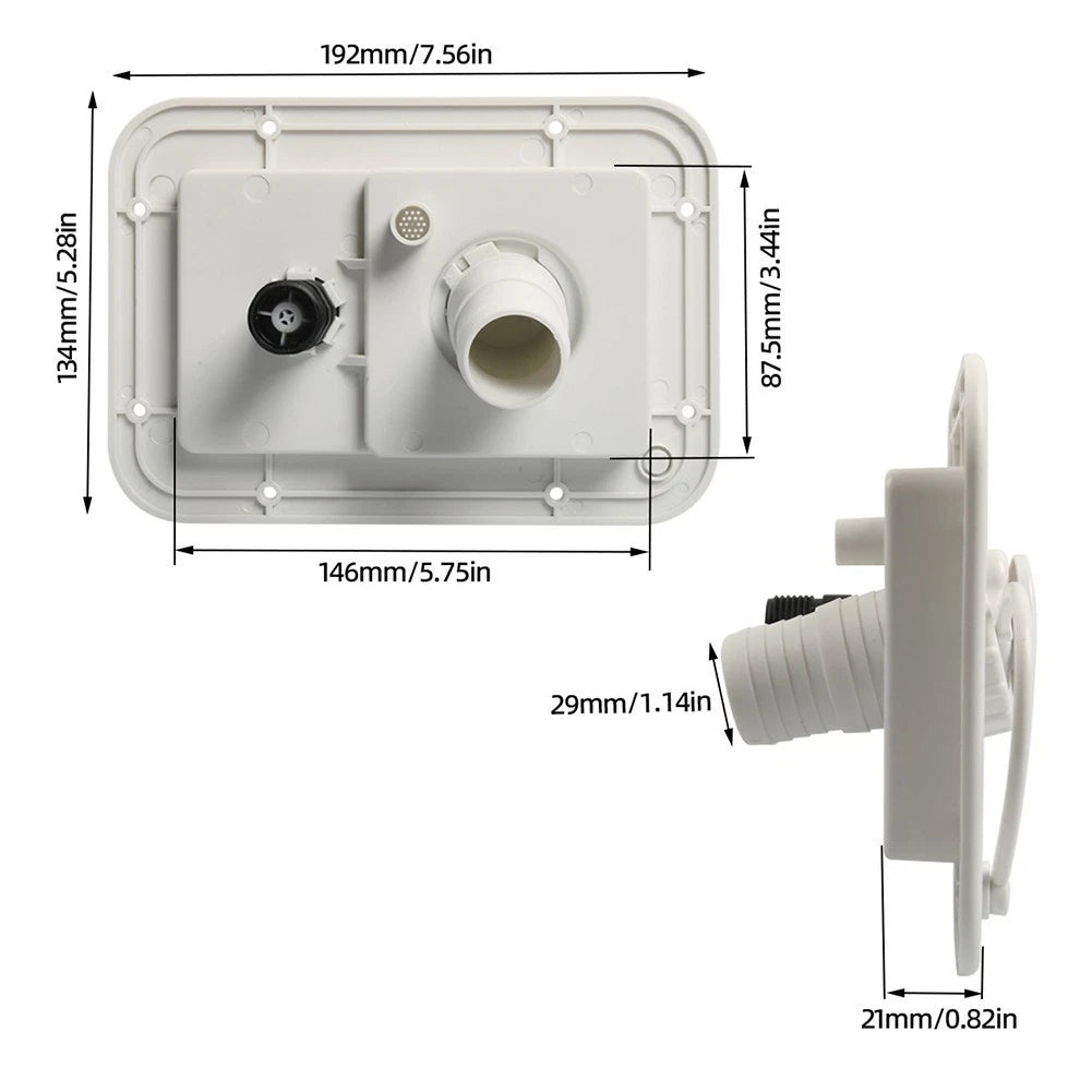 RV Fresh Water Fill and Gravity Hatch For Combo with Brass Check Valve