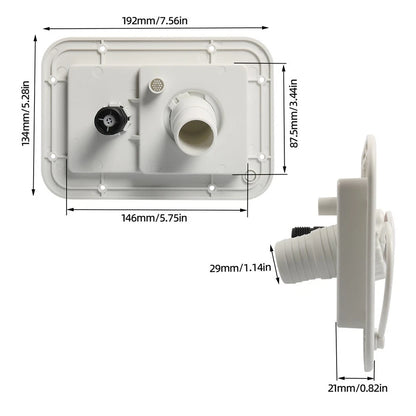 RV Fresh Water Fill and Gravity Hatch For Combo with Brass Check Valve