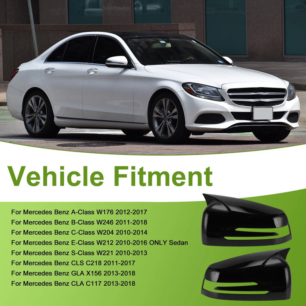 Mirror Cover Cap Pair Replacement Gloss Black for Mercedes-Benz A-Class W176 (2013–2019)
