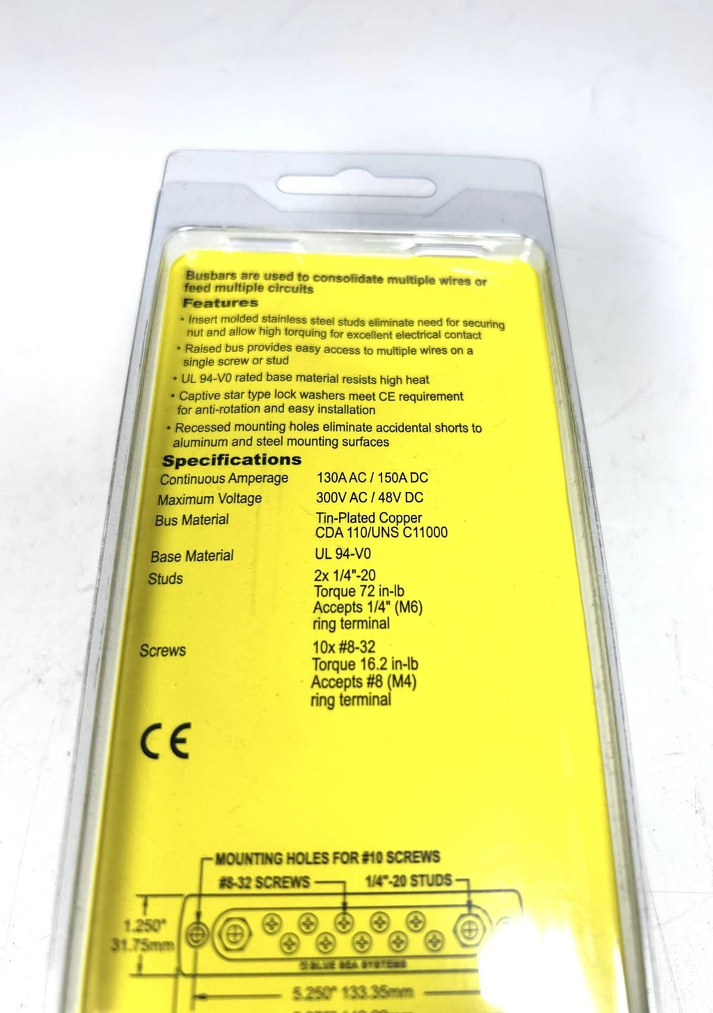 Bus Bar 130A AC, 150A DC for Blue Sea Systems 2301