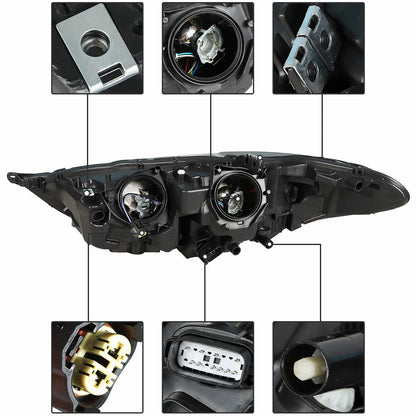 Halogen Headlight Projector for Ford Fusion (2017–2019) Passenger Side Chrome