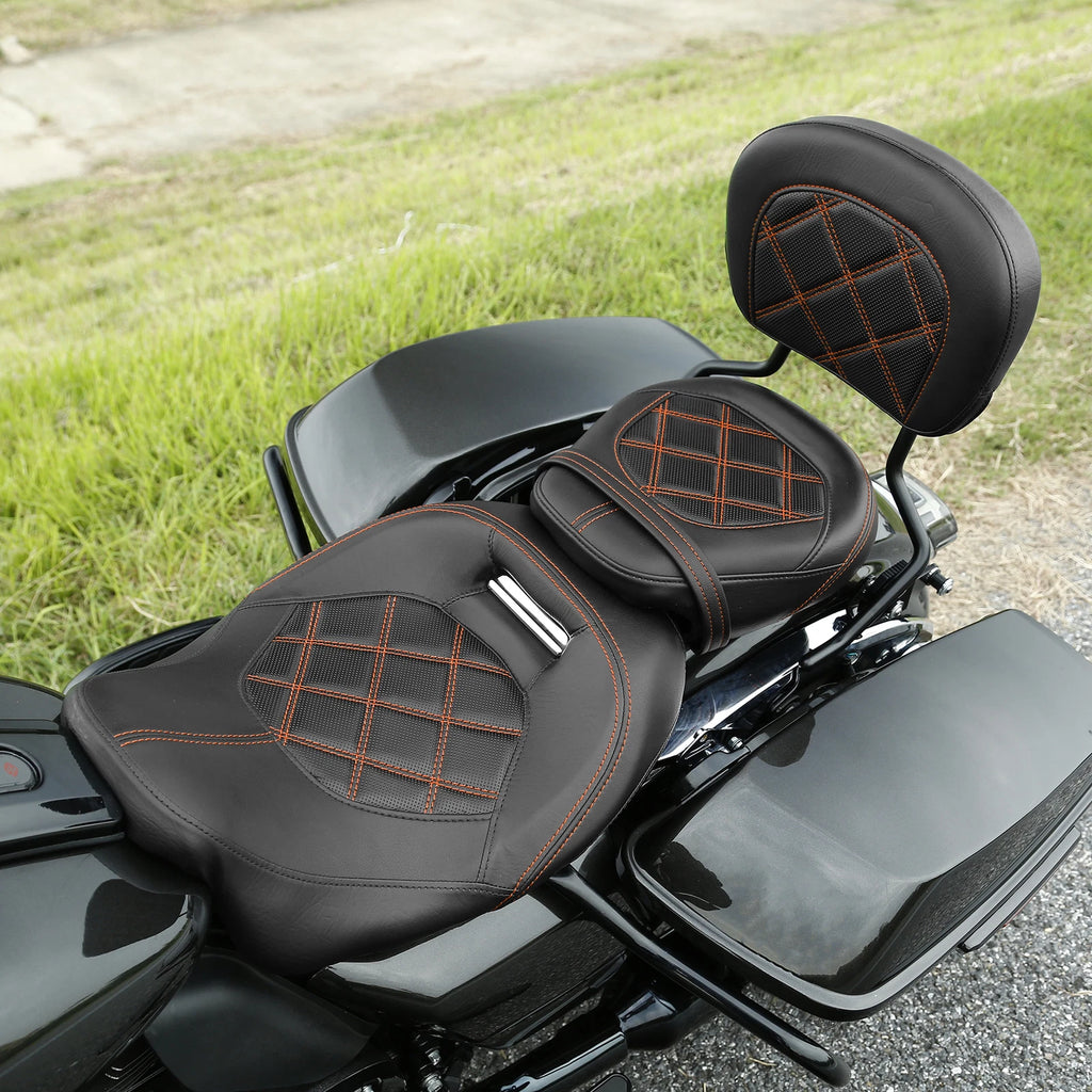 Driver Passenger Seat w/ Backrest Pad for Harley Electra Glide (2009–2023)