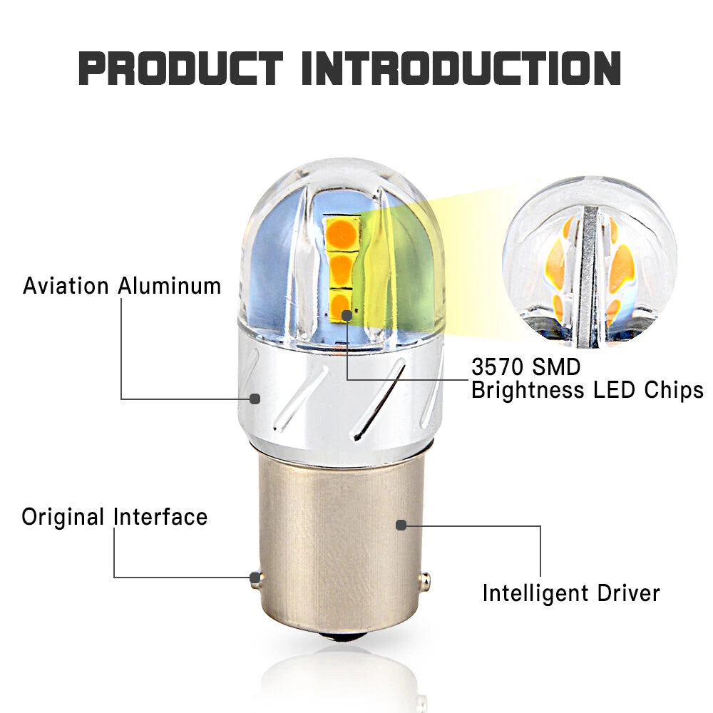 4X 1156 Yellow Amber LED Backup Reverse Light for