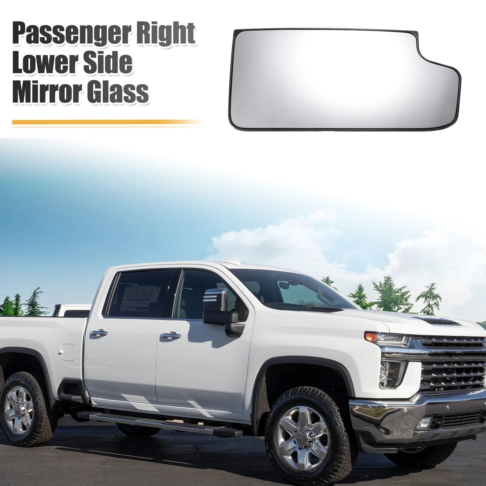 Passenger Right Tow Mirror Glass Replacement for Chevy Silverado 1500 (2007–2018)